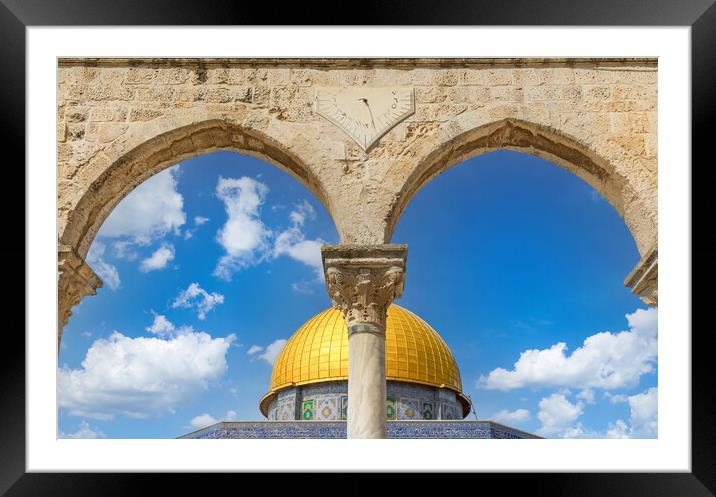 Jerusalem, Islamic shrine Dome of Rock located in the Old City on Temple Mount near Western Wall Framed Mounted Print by Elijah Lovkoff