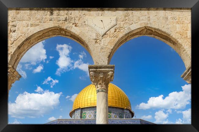 Jerusalem, Islamic shrine Dome of Rock located in the Old City on Temple Mount near Western Wall Framed Print by Elijah Lovkoff