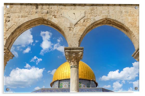 Jerusalem, Islamic shrine Dome of Rock located in the Old City on Temple Mount near Western Wall Acrylic by Elijah Lovkoff