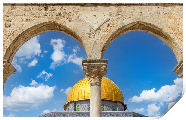 Jerusalem, Islamic shrine Dome of Rock located in the Old City on Temple Mount near Western Wall Print by Elijah Lovkoff