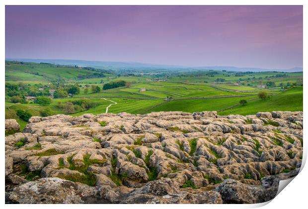 View from Malham Cove Print by Paul Grubb