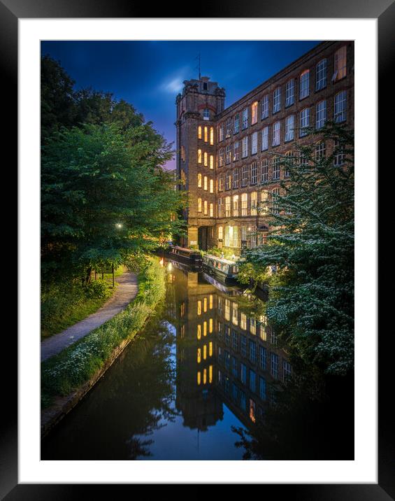 Clarence Mill at Night Framed Mounted Print by Paul Grubb