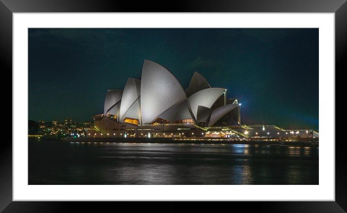 Sydney Opera House at Night Framed Mounted Print by Paul Grubb