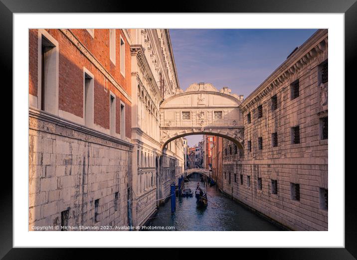 Venice - Bridge of Sighs Framed Mounted Print by Michael Shannon