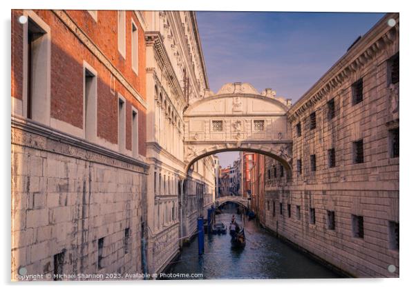 Venice - Bridge of Sighs Acrylic by Michael Shannon