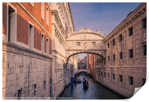Venice - Bridge of Sighs Print by Michael Shannon