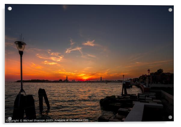 Venice - Sunset Acrylic by Michael Shannon