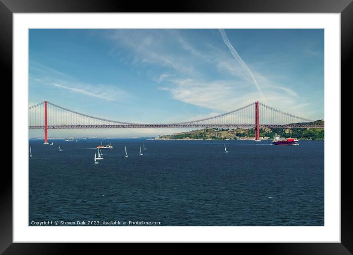 Ponte 25 de Abril Bridge, Lisbon Framed Mounted Print by Steven Dale