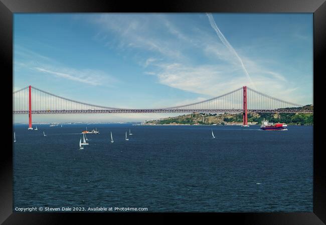 Ponte 25 de Abril Bridge, Lisbon Framed Print by Steven Dale