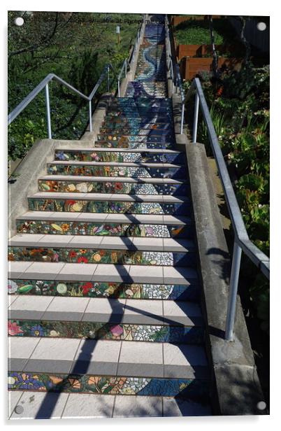 San francisco mosaic stairway Acrylic by Arun 