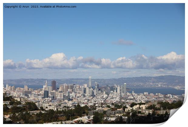 San Francisco California from Mount Davidson Print by Arun 