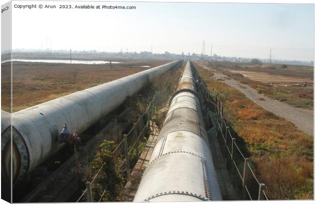 Industrial zone - water pipeline Dumbarton bridge Canvas Print by Arun 