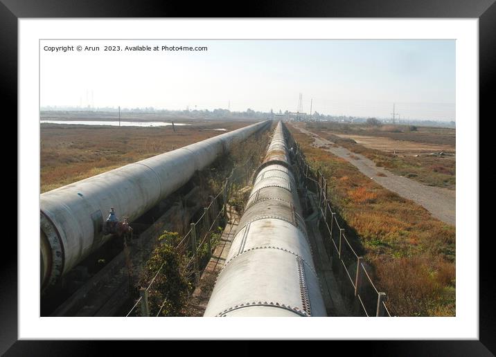 Industrial zone - water pipeline Dumbarton bridge Framed Mounted Print by Arun 