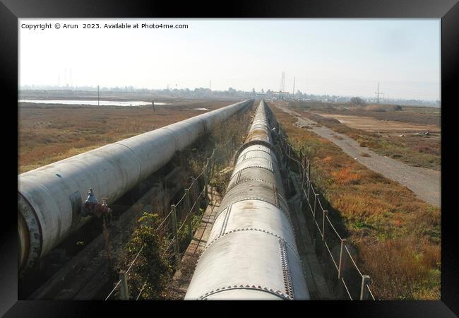 Industrial zone - water pipeline Dumbarton bridge Framed Print by Arun 
