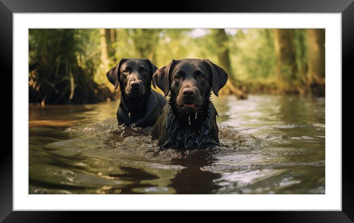 Black Labradors Framed Mounted Print by Steve Smith