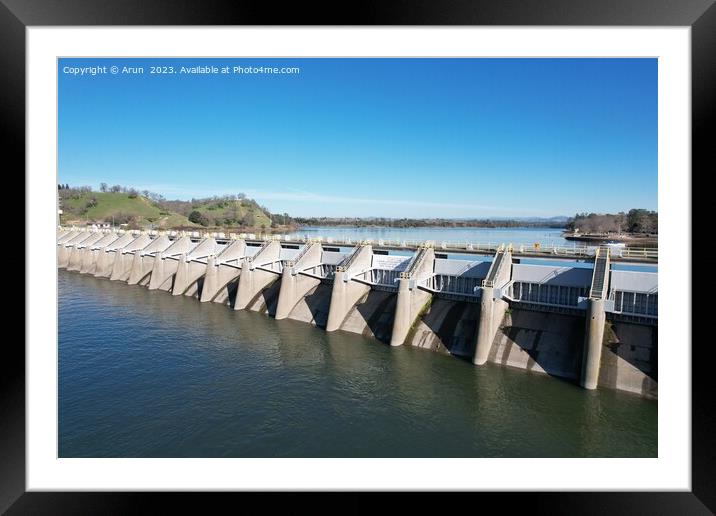 Dam at lake Natoma California Framed Mounted Print by Arun 