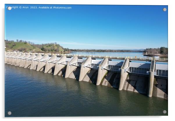 Dam at lake Natoma California Acrylic by Arun 