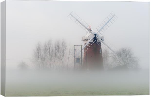 Horsey Mill in the Mist Canvas Print by Stephen Mole