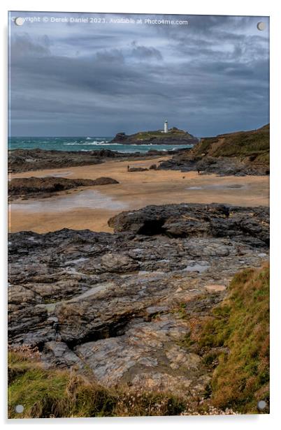 Godrevy Lighthouse, Cornwall Acrylic by Derek Daniel