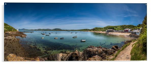 Morfa Nefyn Bay Panoramic  Acrylic by Paul Grubb