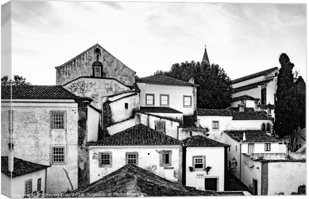 Óbidos Old Town Monochrome Canvas Print by Steven Dale