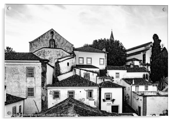 Óbidos Old Town Monochrome Acrylic by Steven Dale