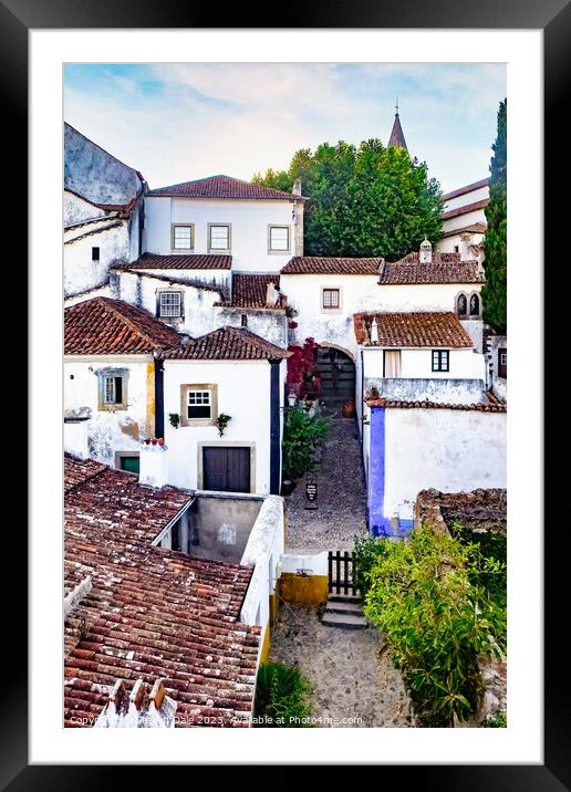 Óbidos quaint cobbled streets Framed Mounted Print by Steven Dale