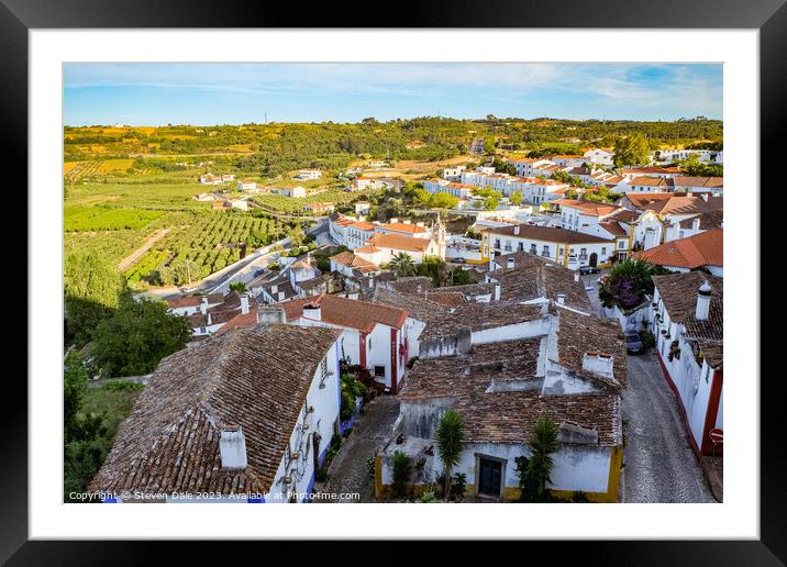 Óbidos Walled Town and Vista Framed Mounted Print by Steven Dale