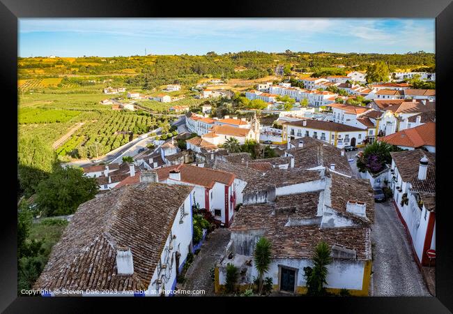 Óbidos Walled Town and Vista Framed Print by Steven Dale