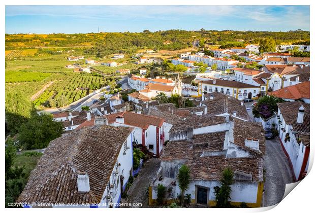 Óbidos Walled Town and Vista Print by Steven Dale