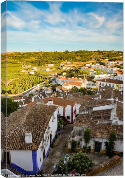 Óbidos Walled Town and Vista Canvas Print by Steven Dale