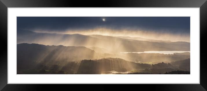 Elterwater snow storm at sunrise. Lake District Framed Mounted Print by John Finney