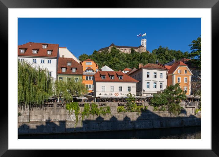Ljubljana Old Town And Castle In Slovenia Framed Mounted Print by Artur Bogacki