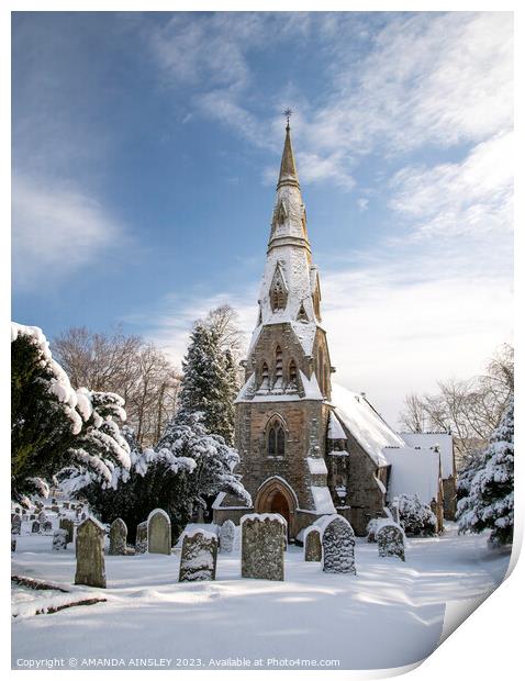 Winter at Holy Trinity Church Print by AMANDA AINSLEY
