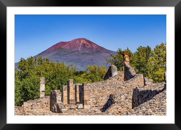 Mount Vesuvius Volcano And Pompeii Ruins Framed Mounted Print by Artur Bogacki