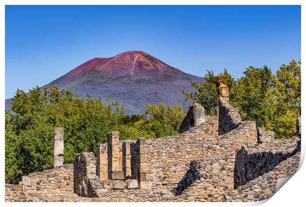 Mount Vesuvius Volcano And Pompeii Ruins Print by Artur Bogacki