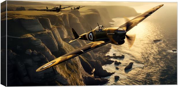 Spitfires over Cornwall  Canvas Print by CC Designs