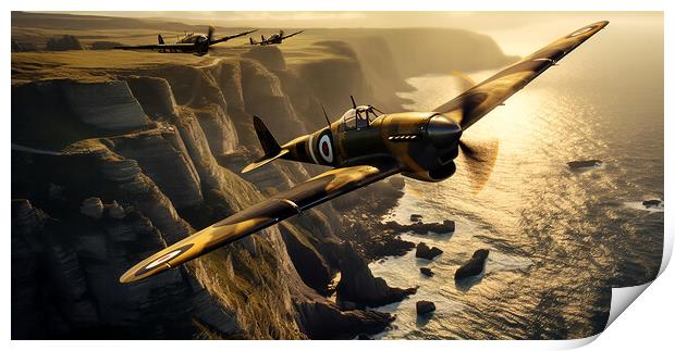 Spitfires over Cornwall  Print by CC Designs