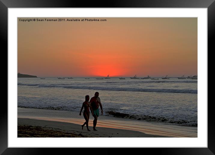 Sunset Beach Walk Framed Mounted Print by Sean Foreman