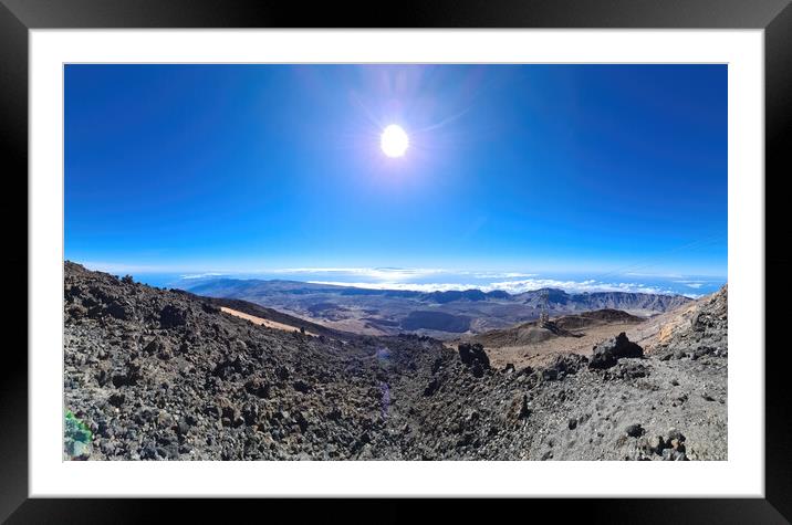 View of the mountain landscape of Mount Teide on the Canary Isla Framed Mounted Print by Michael Piepgras