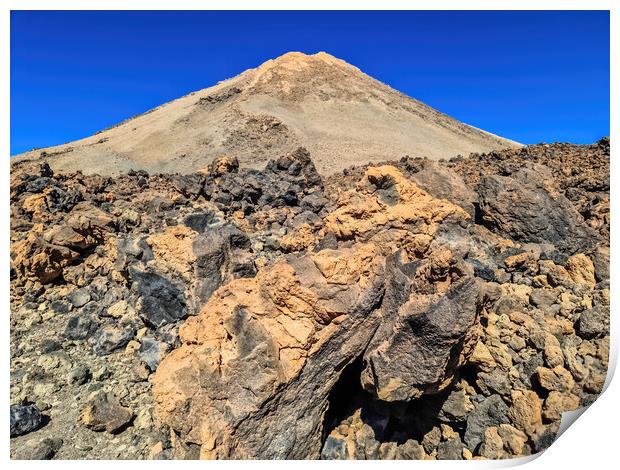 View of the mountain landscape of Mount Teide on the Canary Isla Print by Michael Piepgras