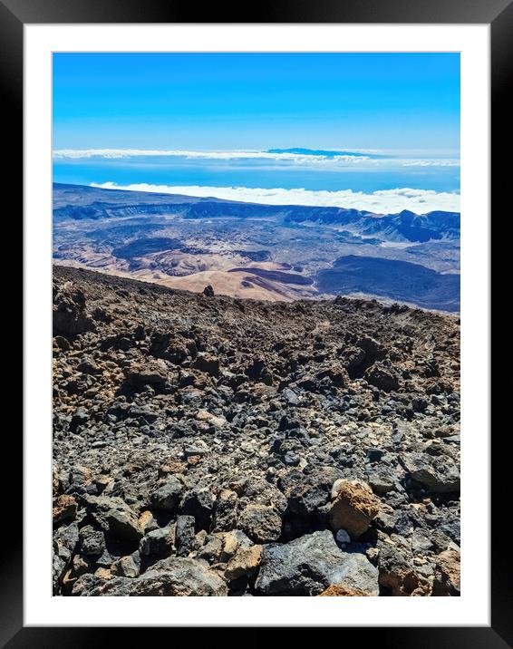 View of the mountain landscape of Mount Teide on the Canary Isla Framed Mounted Print by Michael Piepgras