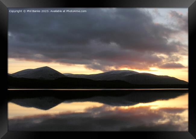 Loch Morlich - Winter sunset Framed Print by Phil Banks