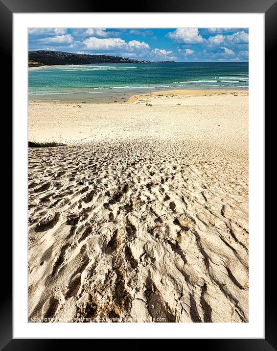 The sandy beach and sea at Hayle Towans Cornwall Framed Mounted Print by Roger Mechan