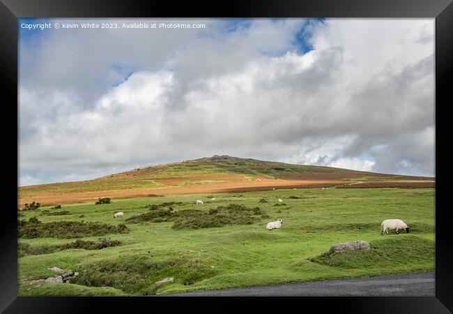 Carpark view of Cox Tor in Dartmoor Framed Print by Kevin White