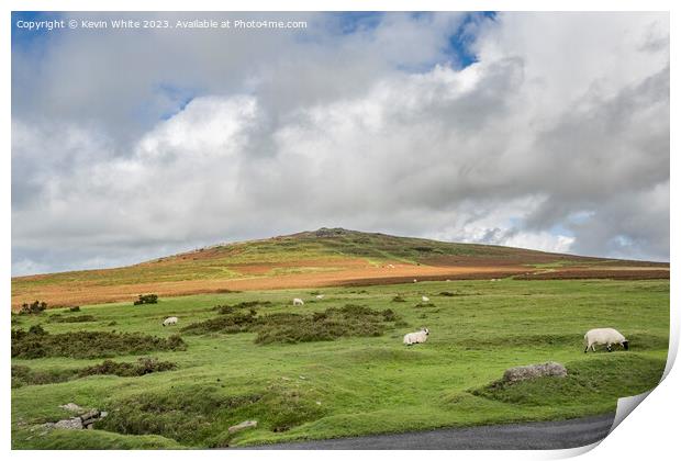 Carpark view of Cox Tor in Dartmoor Print by Kevin White