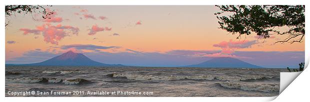 Nicaragua Volcanoes at Sunset Print by Sean Foreman