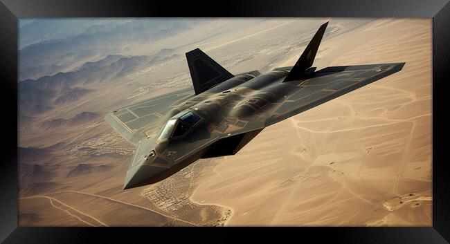 F-117 over the desert  Framed Print by CC Designs
