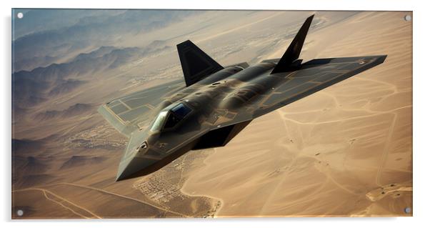 F-117 over the desert  Acrylic by CC Designs