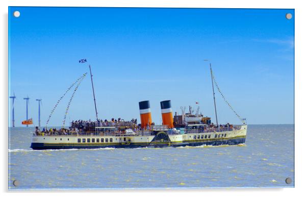 Waverley paddle steamer departing from Clacton pie Acrylic by Paula Tracy